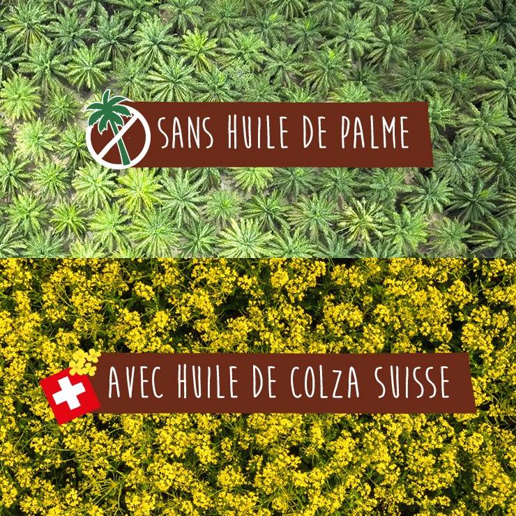 Sans huile de palme, avec de l’huile de colza suisse 