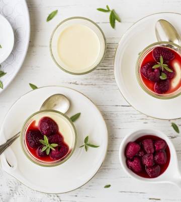 Panna cotta Caotina blanc aux framboises