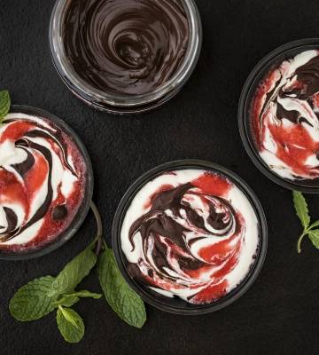 Glace à la fraise et Crème Chocolat Caotina